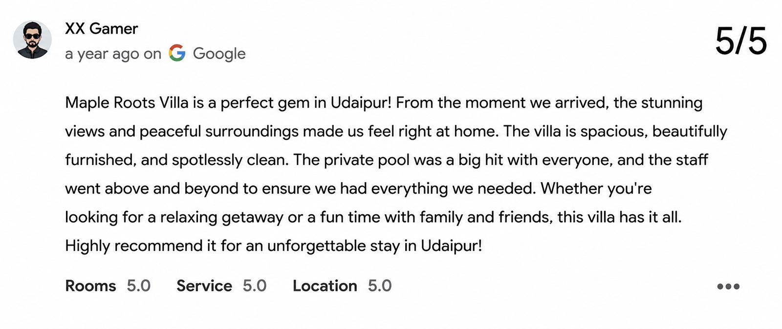 Best Villa in Udaipur — Maple Roots Villa Guest Review — Maple Roots Villa Udaipur guest review photo