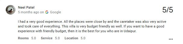 Couple Friendly Villa Udaipur — Maple Roots Villa Guest Review — Maple Roots Villa Udaipur guest review photo