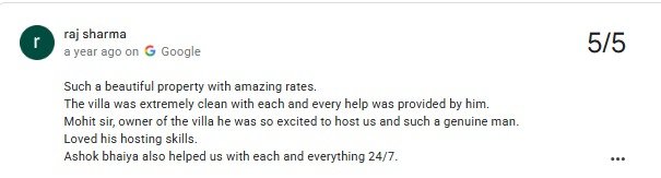Honeymoon Villa in Udaipur — Maple Roots Villa Guest Review — Maple Roots Villa Udaipur guest review photo