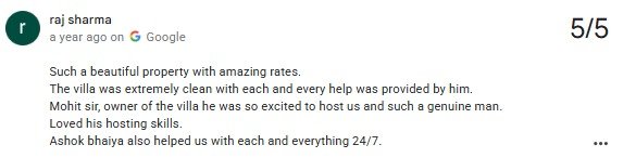 Long Stay Villa Udaipur — Maple Roots Villa Guest Review — Maple Roots Villa Udaipur guest review photo