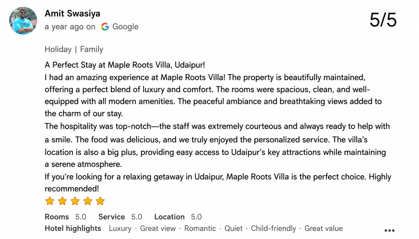 Luxury Stay in Udaipur — Maple Roots Villa Guest Review — Maple Roots Villa Udaipur guest review photo