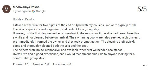 Luxury Villas for Weekend Stay — Maple Roots Villa Guest Review — Maple Roots Villa Udaipur guest review photo