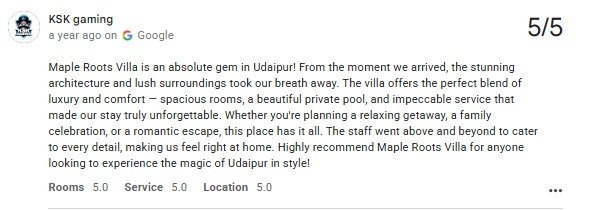 Romantic Stay in Udaipur — Maple Roots Villa Guest Review — Udaipur villa guest review