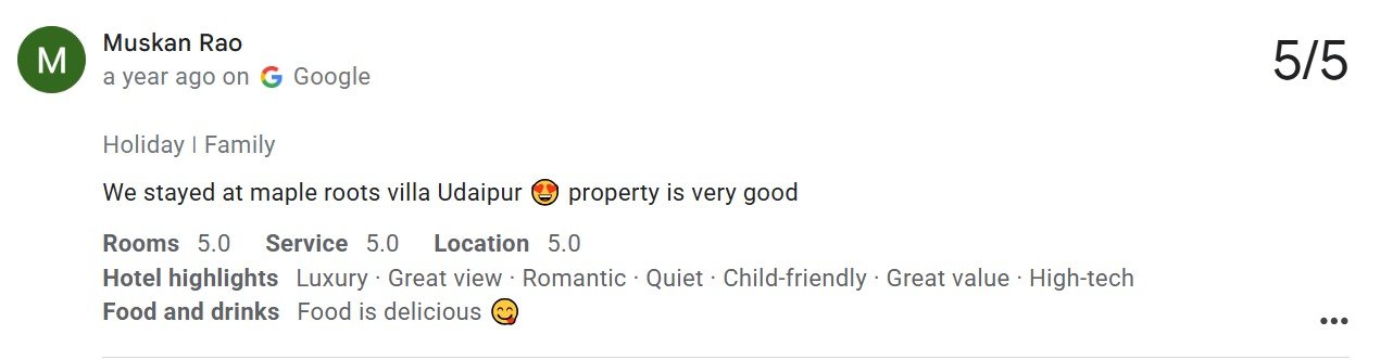Serviced Villa Udaipur — Maple Roots Villa Guest Review — Udaipur villa guest review