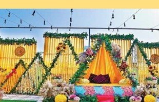 Marigold Stage Haldi Setup - Best Luxury Villa in Udaipur