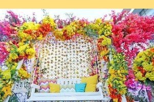 Floral Swing for Haldi Photos - Best Luxury Villa in Udaipur