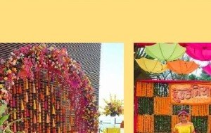 Pink Floral Mehendi Sofa Backdrop - Best Luxury Villa in Udaipur